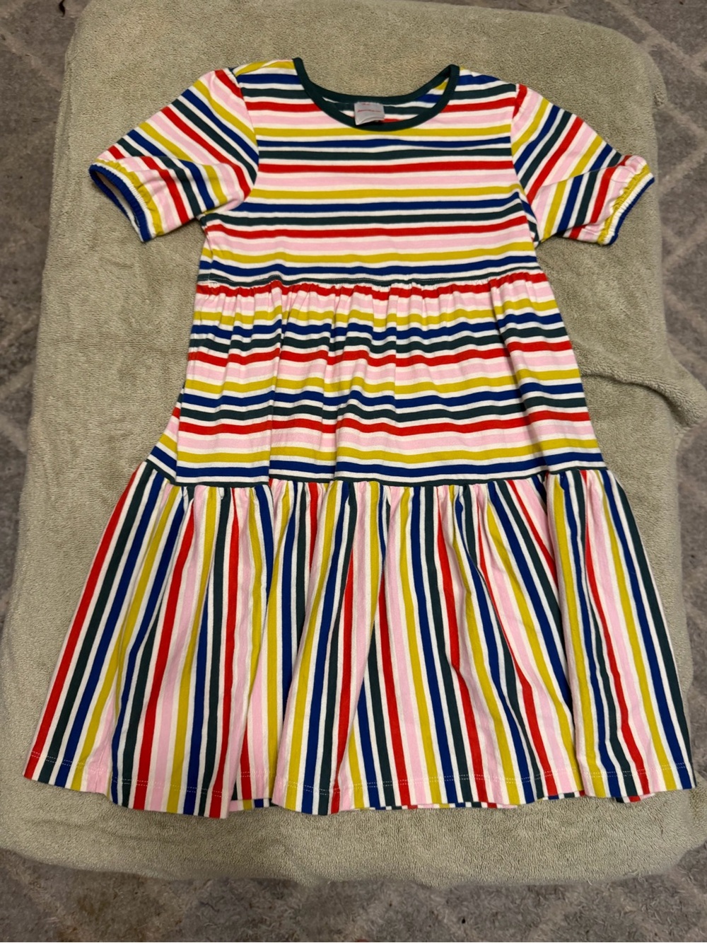 Hanna Andersson Rainbow Stripe Short Sleeve Tiered Dress